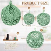 Cotton Rope Fruit Storage Basket Wall Mount Hand Woven Vegetable Storage Basket With Hooks Teardrop Shape Wall Hanging Basket