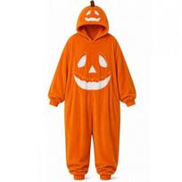 Large Halloween Pumpkin Plush Hooded Onesie Pajama Set red