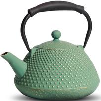 Cast Iron Teapot Tea Kettle Pot with Removable Stainless Steel Strainer Infuser for Loose Leaf & Coffee, 26oz 780ml Black šviesiai žalios spalvos