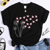 Dandelion Axolotl Flower T-shirt for Women Fashion Casual T-shirts Short Sleeve Axolotl Lover Women Tee Shirt Kawaii Clothing XXXXXL juoda