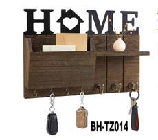 Key and Mail Holder for Wall, Wooden Key Holder and Mail Organizer for Wall Mount with 7 Hooks, Decorative Hanging Rustic Decor ruda