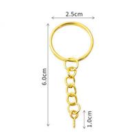 10pcs/lot 25 30mm DIY Key Chains Gold Bronze Color Keyring Keychain Short Chain Split Ring Key Rings jewelry Finding Accessories beige