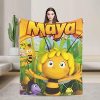 Bitės Majos pledas Super šiltas Juokingas pliušinis patalynės užtiesalas sofai kėdei lovai lėktuvo kelionėms Flanelinis lovatiesis Lovos uždangalas 75x90cm yellow