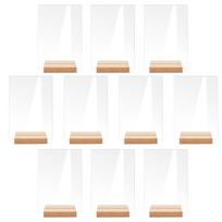 10pcs Wedding Table Sign Number Holder with Wood Base Display Stand for Restaurant Hotel Place Card Holder Clear Frame beige