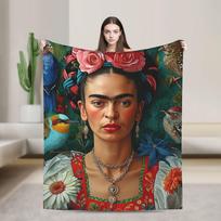 F-Frida K-Kahlo Meksikietė Menininkė Kahloo Antklodės Flanelinės Nuostabiai Šiltos Mesti Antklodės Kėdei Apkloti Sofai Vasara 100X150CM brown