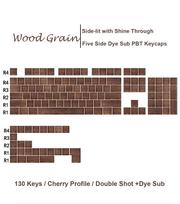 Walnut Wood Grain Side Print Shine Through Keycaps Dye Sub PBT Keycaps 132 Keys Cherry Profile for MX Switches Gaming Keyboard