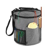 Knitting Tool Storage Bag Yarn Crochet Organizer Tote Bag Large Capacity Portable with Front Yarn Needles Hooks Pocket gray