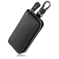 Mura key case mens genuine leather carbon smart compatible one-touch detachable 6-ring card storage carabiner