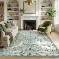 Vintage Medieval Forest Deer Rabbit Floral Border Area Rug Living Room Bedroom Home Decor Floor Mat Non Slip Carpet Gift 120x160cm