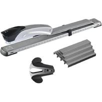 Long Reach Stapler with 2000 Staples & Stapler Remover, 25-Sheet Capacity, Built-in Ruler and Adjustable Locking Paper Guide gray