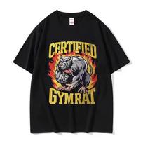 Certified Gym Rat Funny Capybara Meme T shirts Men's Vintage Fashion O-Neck Weightlifting Short Sleeve T shirt Unisex Streetwear L black