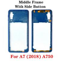 For Samsung A7 2018 A750 Middle Frame Housing Bezel Plate With Side Button Repair Parts mėlyna