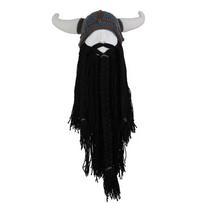 Šilta kepurė Vikingų ragų kepurė Juokinga gudri Didelės barzdos kaukės kepurė Vyriška barzdotos juokingos kepurės Kalėdos black black