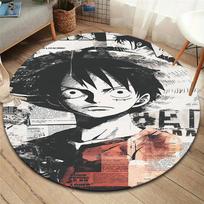One Piece Monkey D Luffy Round Area Rug Carpet Rug For Living Room Bedroom Sofa Playroom Decor Nonslip Floor Mat 80cmx80cm