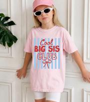 Cool Big Sis Club Shirt, Striped Big Sister Announcement Tee, Retro Big Sister Shirt, Sibling Reveal Outfit, Comfort Colors Kids Shirt XL white