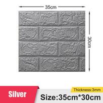 1/5/10 vnt. 35 * 30 cm Tapetai Lipnūs vandeniui ir drėgmei 3D trimatiai miegamojo fono sienų atnaujinimo putplasčio plyta 10pcs 35*30cm sidabras