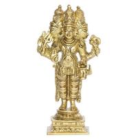Originali žalvarinė Brahma, Vishnu, Shiva, Mahesh Trimurti figūrėlė, Trejybės statulėlė, auksinė beige