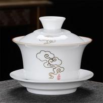 280ML Jingdezhen Ceramic Gaiwan Teacup Handmade Tea Tureen Boutique Tea Bowl Chinese Porcelain Teaware Accessories Drinkware white