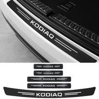 Automobilio durų bagažinės angos angokraščių angokraščių lipdukai iš anglies pluošto Skoda KODIAQ buferio pedalų apsaugos apsauginė plėvelė lipdukai dekoras 5pcs gray
