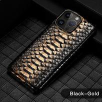 LANGSIDI 100% natūralios pitono odos telefono dėklas, skirtas iPhone 17 Air 16 11 12 13 14 15 Pro Max 17Pro 16Pro, prabangus galinis dangtelis iPhone 15 black