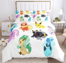 Cartoon Anime Pokemons Bedding Set Kawaii Pikachu Gengar Eevee Charizard Quilt Duvet Cover Pillowcase Kid Bed Set Twin King Size 140x210cm