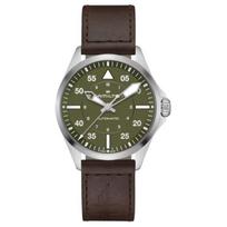 HAMILTON Khaki Aviation Series Automatic Mechanical Movement 100 Meters Waterproof Watch 39mm Green Dial Stainless Steel Case Cowhide Strap H76305560 žalia