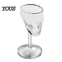 Skull Shaped Wine Cup Shot Glasses, Creative Gothic Vodka Whiskey Tumbler Goblet, Borosilicate Thick Wall Glass Spirit for Bar Home, Halloween 1pc white