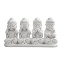 Zen Desktop Decor 4-in-1 Mini Buddha Statue, See Hear Speak No Evil And Phone, 3D Printed Artistic Tabletop Centerpiece Monk Feng Shui Ornament balta