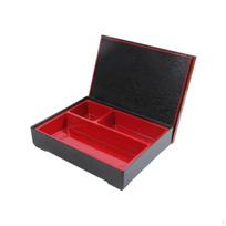 ThreeCompartment Bento Box WoodGrain with Lid HeatResistant Food Container for black