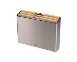 Joseph Joseph Folio Bamboo Cutting Board Set of 3 38 x Made of Stainless Steel Storage Case Ideal for and Fish Natural Material (Large, 28.7 cm) - gray
