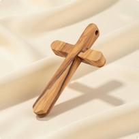 Olive Wood Hand Cross Gift Handheld Christmas Ornament for Christians
