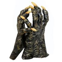 Stage Use Costume Gloves, Textured Latex Wolf Hand Pair with Pointed Fingers, Halloween Gloves for Character Photo Props 1 gray