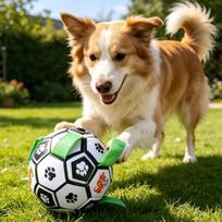 15cm Dog Soccer Ball with Grab Tabs Interactive Durable Floating Toy for Aggressive Chewer Outdoor Puppy Teeth Cleaning Chew Toy balta