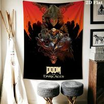 DOOM The Dark Ages Wall Tapestry Aesthetic Wall Hanging Printed Fabric Blanket Decorative Tapestries for Bedroom Living Room Home Decor 100cm x 150cm red