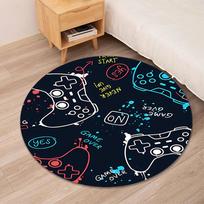 Game Controller Printed Round Rug Carpet Chair Rug Area Rug Entryway Doormats,for Office Chair Living Room Bedroom Kitchen Room. 80cmx80cm brown
