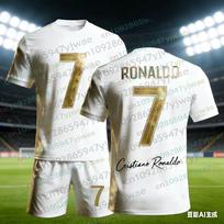 Specialus leidimas Ronaldo Nr. 7 Futbolo Marškinėliai Šortai Rinkinys Moterims Vyrams Sportinė apranga Harajuku Vasaros Laisvalaikio Vaikų Marškinėlių Rinkinys 2 dalių Rinkinys 110 gray