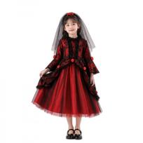 Helovino kostiumas tamsios vampyrės princesės suknelės kostiumas vaikams cosplay vampyro raganos dvasios nuotakos 130 black