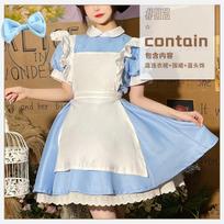 Alice In Wonderland Cosplay Dress Blue Maid Costume Sweet French Style Anime Roleplay Outfit Women XXL gray