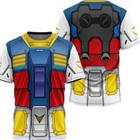 RX-78-2 Gundam Cosplay Armor Print T-Shirt Unisex Men Kids Quick Dry Breathable Short Sleeve Anime Streetwear Sport Tops 130 yellow