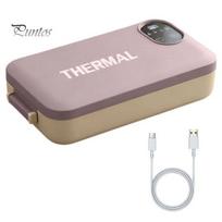 Kelionėms tinkamas maisto šildytuvas, elektrinė pietų dėžutė, 900 ml talpa, nešiojamas šildytuvas, nerūdijančio plieno vidus, USB belaidis šildomas dėklas, įkraunamas, nepralaidus rožinė