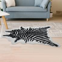 Faux Zebra Area Rug Animal Carpet Polyester Home Decor Machine Washable Thick Mat Floor 0.85x1.1 m black