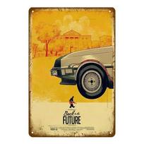 Atgal į ateitį Vintažinis metalinis plakatas Automobiliai Filmai Meno tapyba Spaudinys Skardos ženklai Retro Klasikinis filmas Sienų paveikslai Kambario Namų dekoras 20x30cm beige
