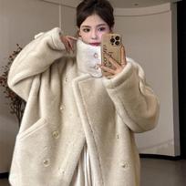 Winter new stand-up collar thickened imitation mink fleece fur integrated coat women's short plush fur coat XL gray