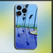 David Hockney meno telefono dėklas iPhone 16,15,14,13,12,11 Plus,Pro,Max,XR,XS,X,Plus,SE,Mini skaidrus minkštas dėklas iPhone13PRO blue