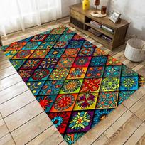 Bohemia Mandala Geometric Area Rug, Carpet for Home Living Room Bedroom Sofa Doormat Kitchen Decor, Kid Anti-Slip Floor Mats0021 60x90cm black