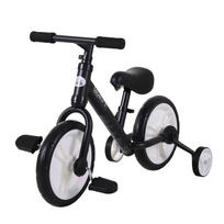 Kids Balance Bike from 2-5 Years with Training Wheels, Pedals, Height-Adjustable Seat, for Toddlers First Birthday Gift, Black 85 x 36 x 54 cm