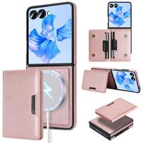 2 in 1 Magnetic Leather Wallet Cards Solt Case for Samsung Galaxy Z Flip 8 7 6 5 4 3 Perfect Wear Resistant Shockproof Cover Galaxy Z Flip4 rožinė