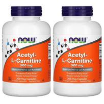 Now Foods Acetyl-L-Carnitine 500mg Veg Capsules 200 Tablets 2 pcs