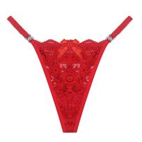XL-4XL Didelio dydžio moteriškos stringai nėriniuotos Seksualios kelnaitės žemu juosmeniu plonais petnešėlėmis Besiūliai bikinio apatiniai 2XL raudona