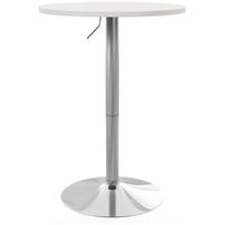 Round Bar Table High Cuisine Table Height Adjustable 69 91 Cm Rotating Top 360 degrees  White And Silver